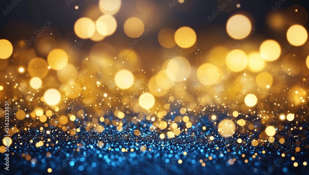 Glittering gold and blue bokeh lights. Glittering gold and blue bokeh lights.
