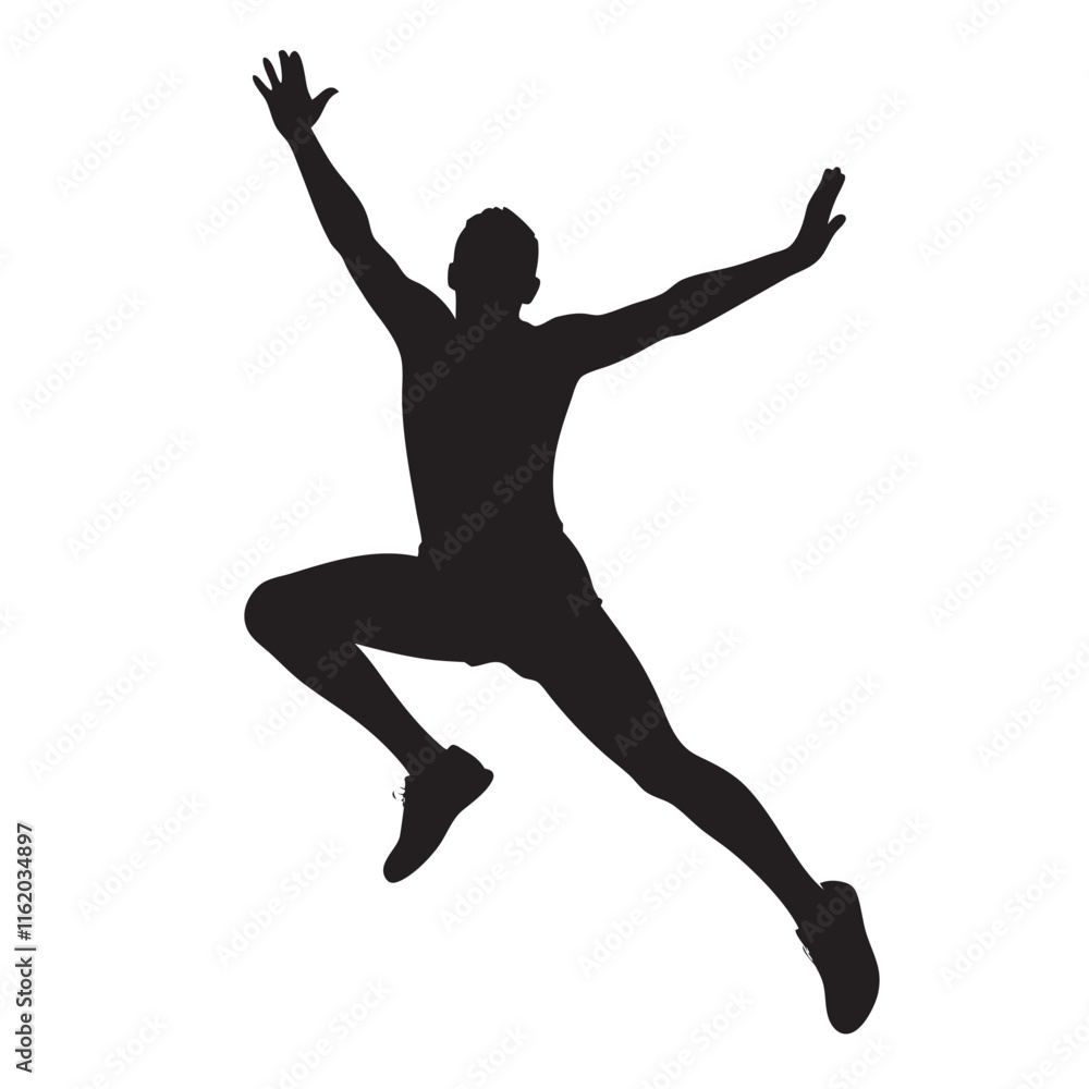 Man jumping silhouette linocut Man jumping silhouette linocut