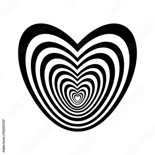Black and white hearts, isolated on white background. Vector doodle element for you design. Valentines day concept.