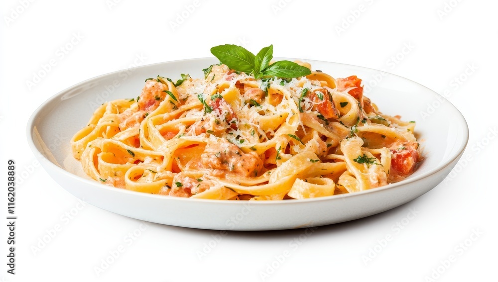 Creamy tomato pasta with parmesan and basil. Creamy tomato pasta with parmesan and basil.