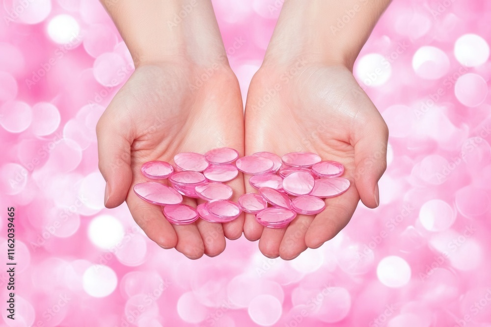 Captivating pink gems in hands close-up soft focus artistic conceptual beauty Captivating pink gems in hands close-up soft focus artistic conceptual beauty