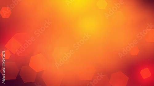 Abstract orange and red background with floating hexagons creating dynamic visual