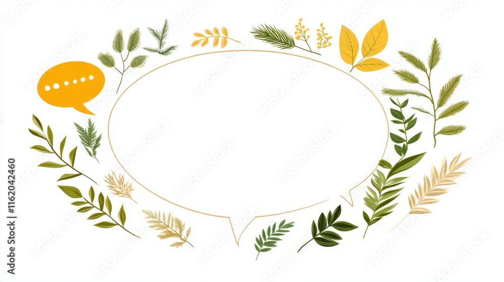 Autumn Leaves Frame Speech Bubble Design Element Autumn Leaves Frame Speech Bubble Design Element