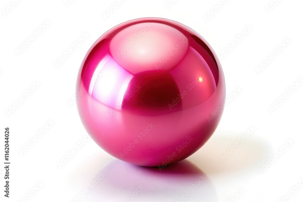 Shiny pink ball, overhead shot, white backdrop. Shiny pink ball, overhead shot, white backdrop.