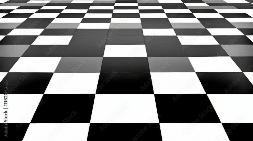 Fototapeta premium BlackAndWhiteCheckeredFloorPerspectiveTileDesign