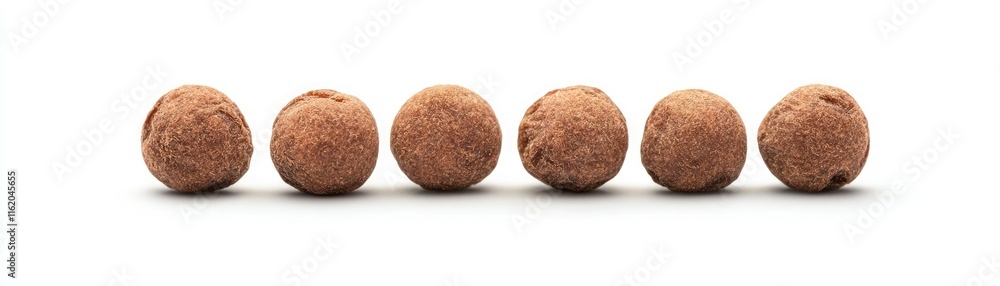 A simple arrangement of five small, round objects, showcasing a textured surface, against a white background. A simple arrangement of five small, round objects, showcasing a textured surface, against a white background.