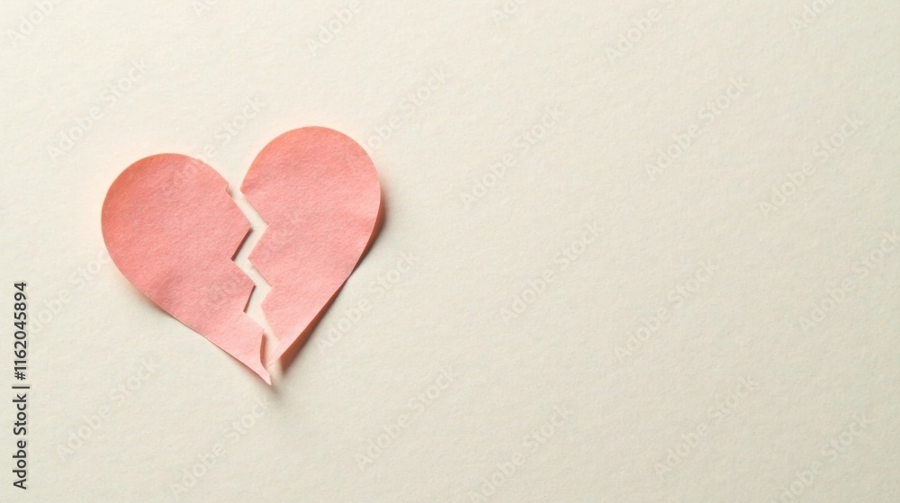 A delicately torn paper heart, symbolizing heartbreak and the fragility of love, rests on a soft, neutral background. A delicately torn paper heart, symbolizing heartbreak and the fragility of love, rests on a soft, neutral background.