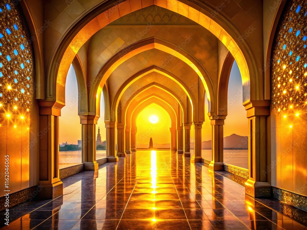 Sunlight paints an archway, simple and serene.