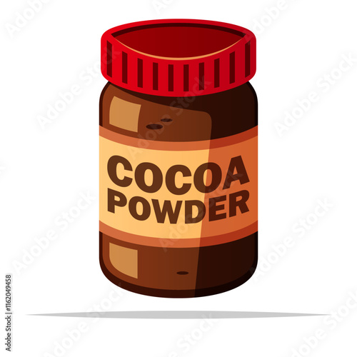 Cocoa powder bottle vector isolated illustration