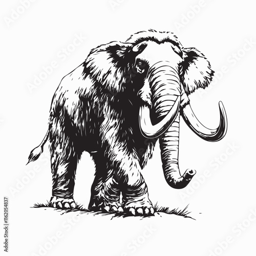 Woolly Mammoth Image vector Isolated on White Background Stock Illustration .