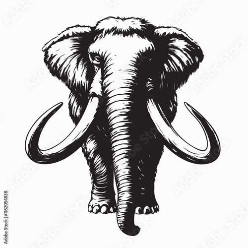Woolly Mammoth Image vector Isolated on White Background Stock Illustration .