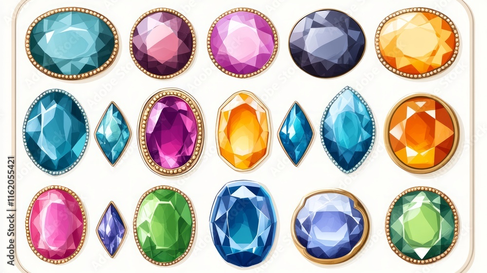 Collection of Sparkling Gemstones and Jewels