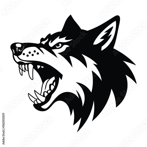 Wolf angry head Vector illustration. Wolf Vintage Logo Stock Vector with white background.