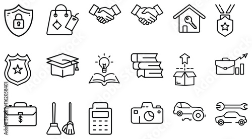 Hospitality and Tourism Line Art Icons for Professional Jobs