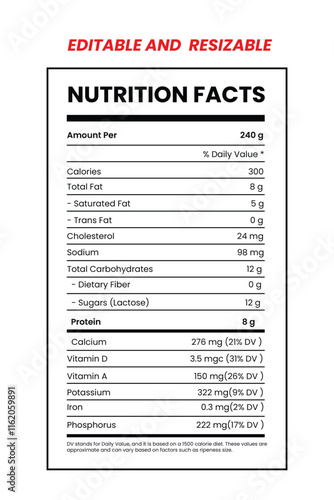 Supplement facts and vitamin facts template ,nutrition facts template