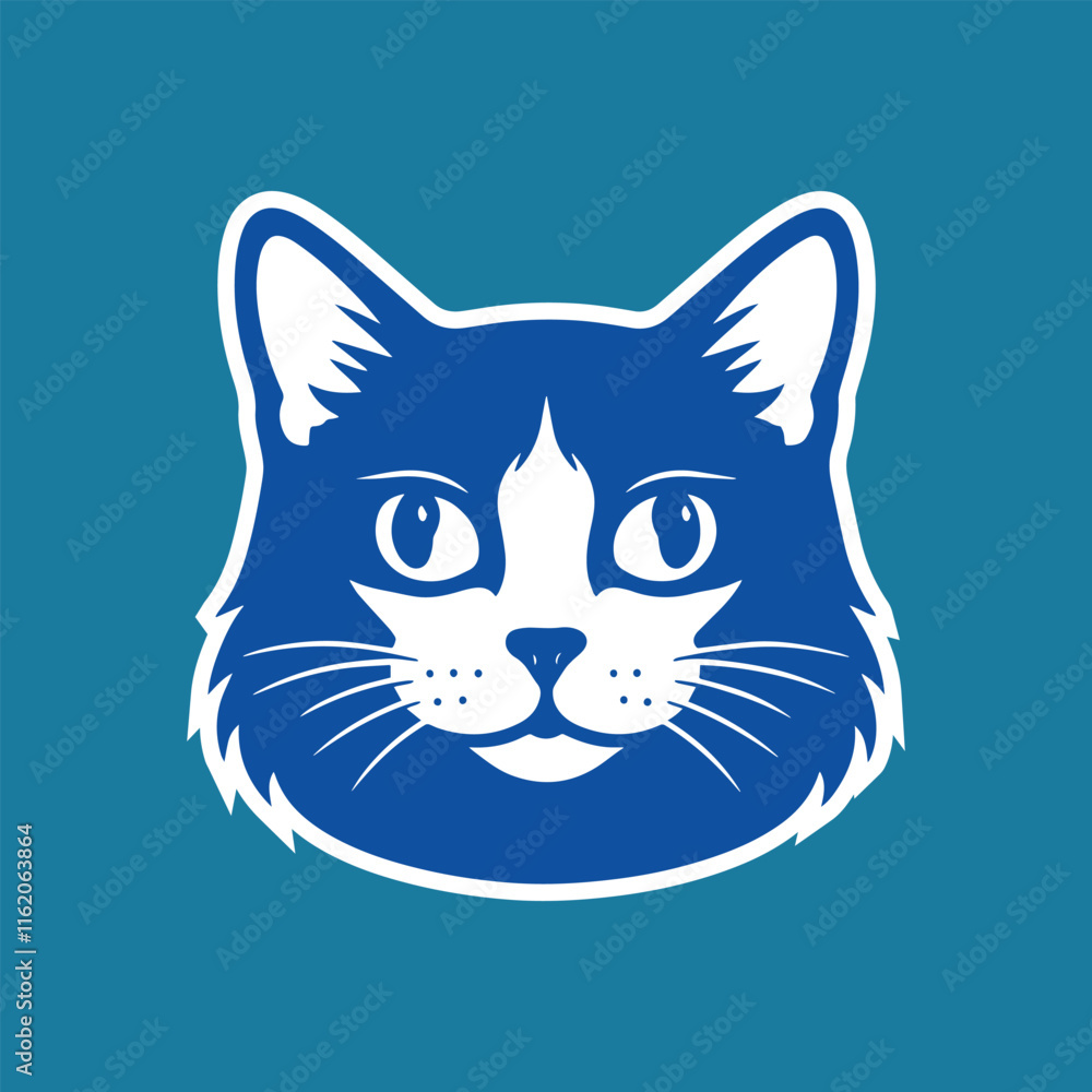 Obraz premium Simple and cute cat head icon cute cat head vector Simple cat head illustration IK 11