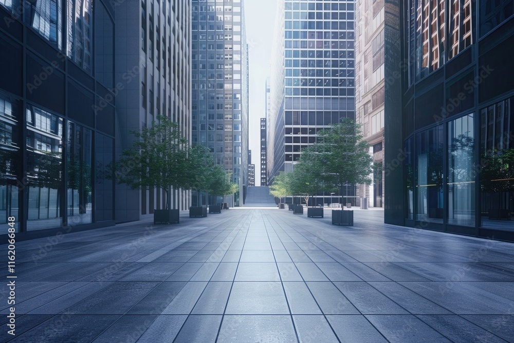 Desolate city street in financial district. Desolate city street in financial district.