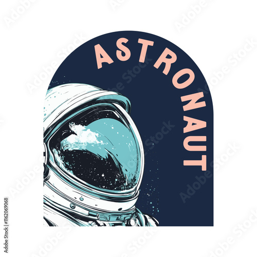Astronaut Space Suit Illustration with Cosmic Background.