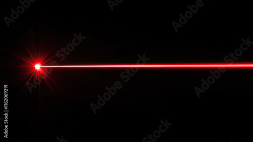 Red Laser Beam Isolated on Black Background, Intense and Focused Light Streak, Futuristic and High-Energy Design, Sleek and Minimalist Visual Effect, Perfect for Sci-Fi and Technology Concepts