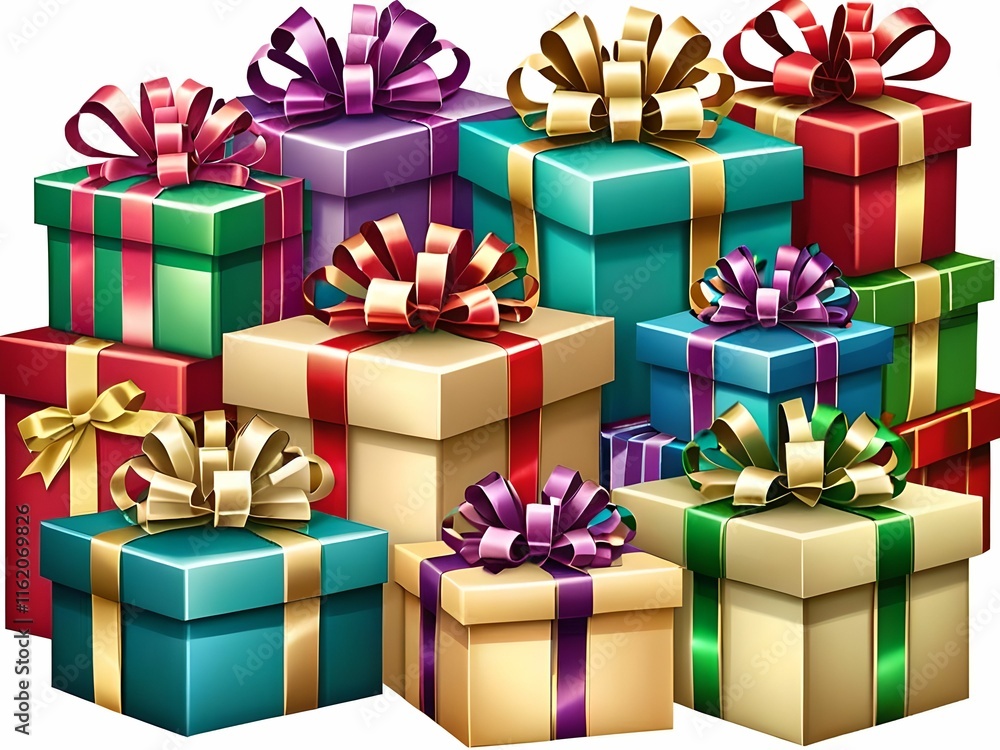 Obraz premium Clipart of a stack of wrapped gifts