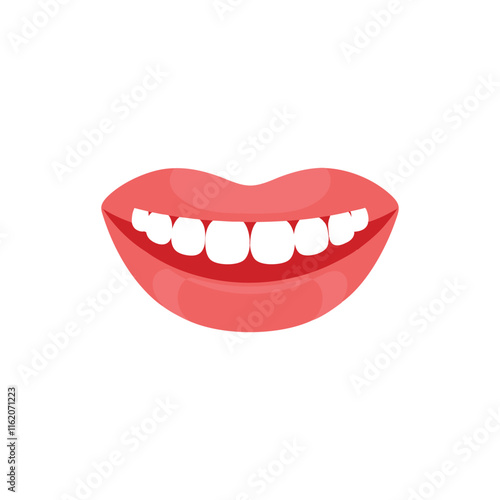 Human ideal white teeth isolated flat vector illustration on white background