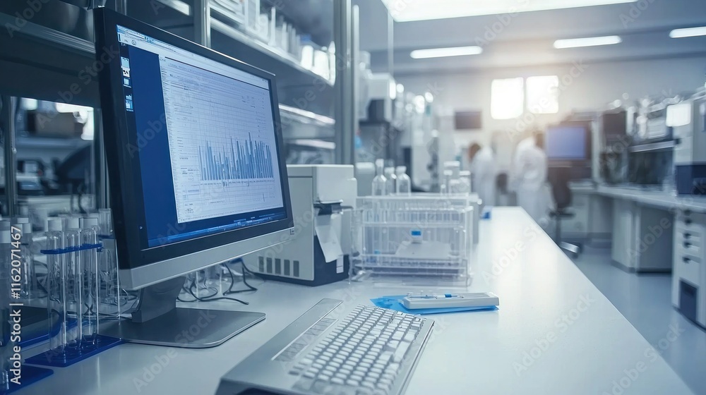 A high-tech lab where scientists are developing new technologies and conducting experiments with advanced equipment. A high-tech lab where scientists are developing new technologies and conducting experiments with advanced equipment.