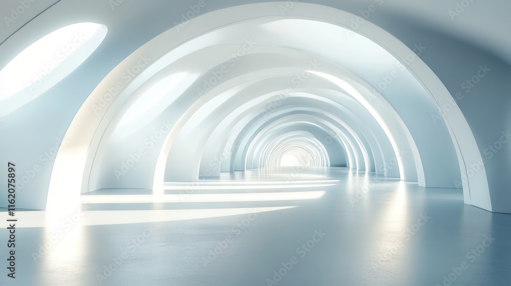 Obraz premium Abstract white arched hallway with light. (1)