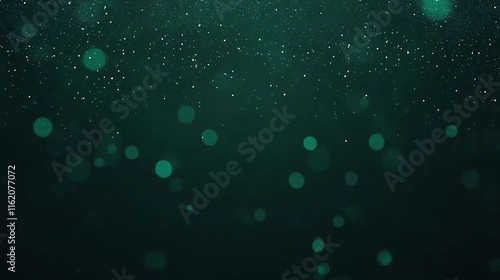Dark Green Bokeh Background with Glimmering Dust