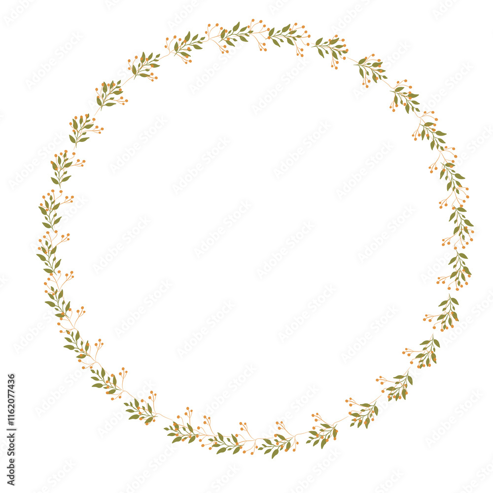 Flower wreath with flowers and leaves Flower wreath with flowers and leaves