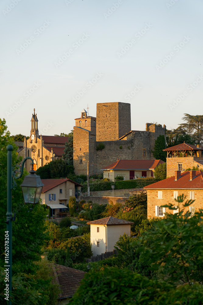Eglise et vieu chateau de Saint-Germain au mont d'or by sunset Eglise et vieu chateau de Saint-Germain au mont d'or by sunset