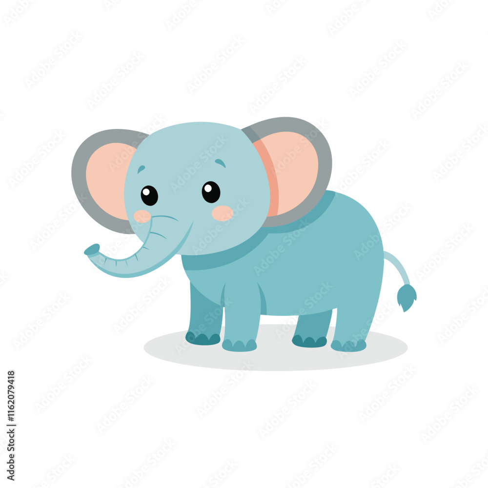 Naklejka premium Cute little elephant isolated flat vector illustration on white background