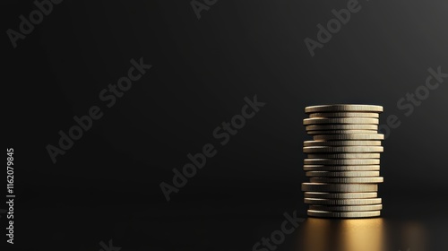 Wallpaper Mural Gold coins stack Over black Studio Background. Torontodigital.ca