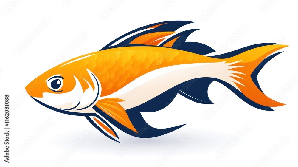 Naklejka premium Orange fish illustration, stylized design.