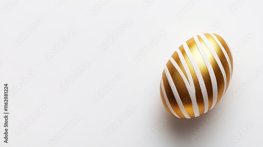 Red and gold easter egg with striped pattern isolated on white background, featuring a minimal easter concept for holiday cards, banners, and flyers with copy space for text, ideal for top-view and fl Red and gold easter egg with striped pattern isolated on white background, featuring a minimal easter concept for holiday cards, banners, and flyers with copy space for text, ideal for top-view and fl