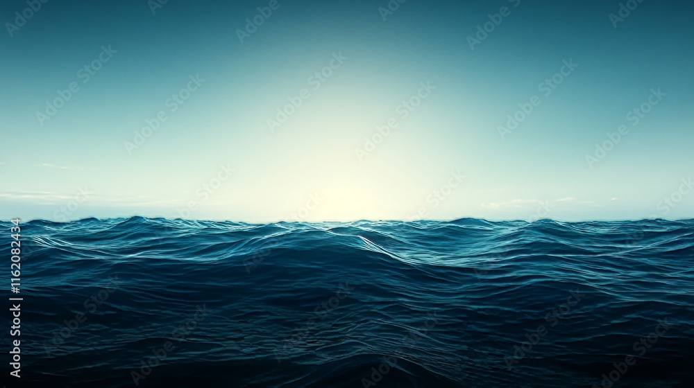Fototapeta premium Deep Ocean Waves Under a Clear Blue Sky