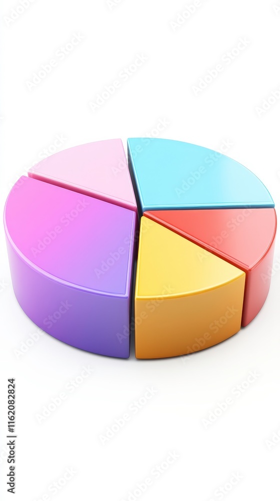 Fototapeta premium This image features a colorful 3D pie chart divided into four segments, showcasing data visualization for analytical purposes.