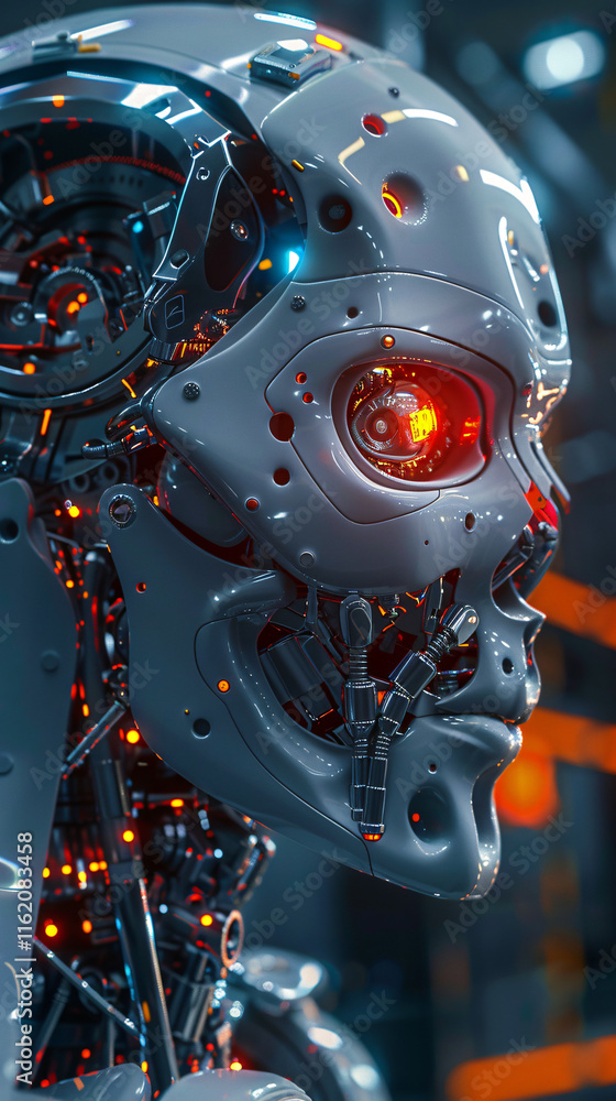 Fototapeta premium Mechanized Mortality: A Skull of the Future