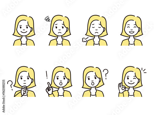 キャリアウーマンの人物アイコンセット