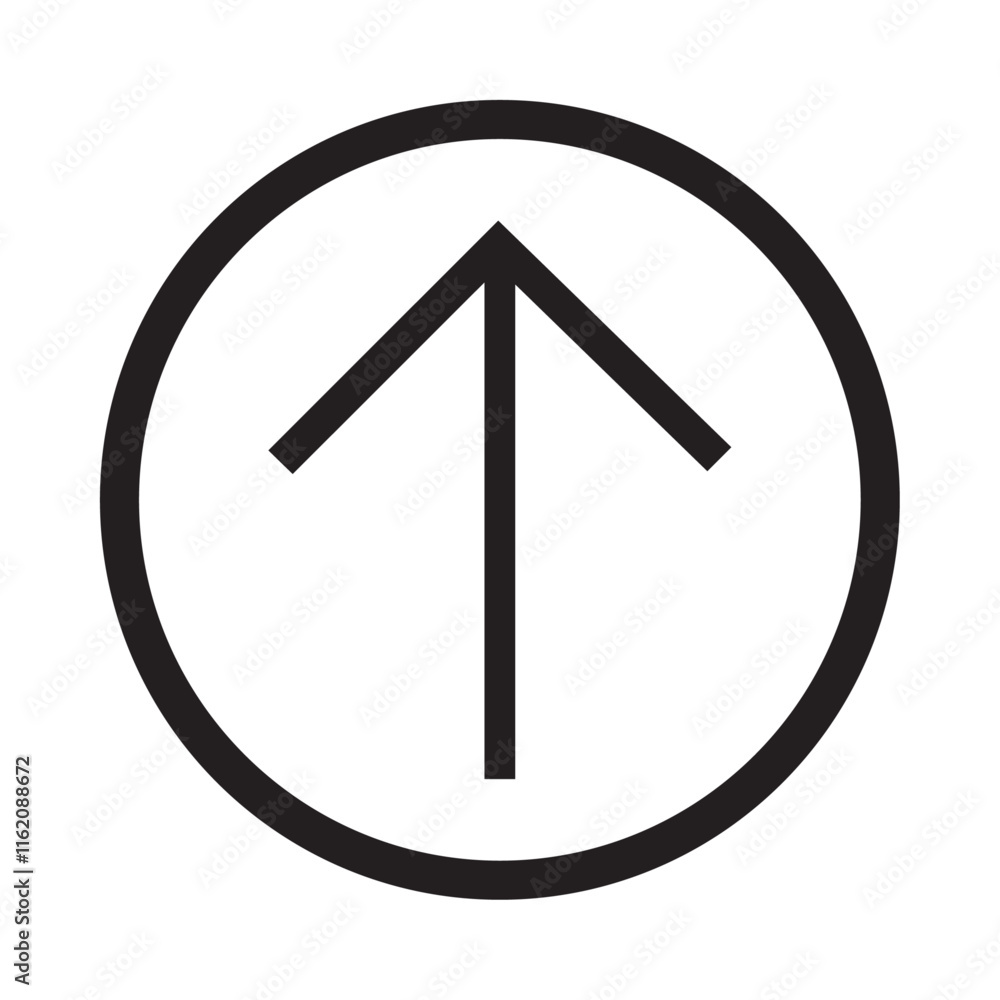 Arrow pointing upward, representing upload action. Arrow pointing upward, representing upload action.