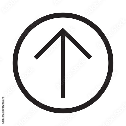 Arrow pointing upward, representing upload action.