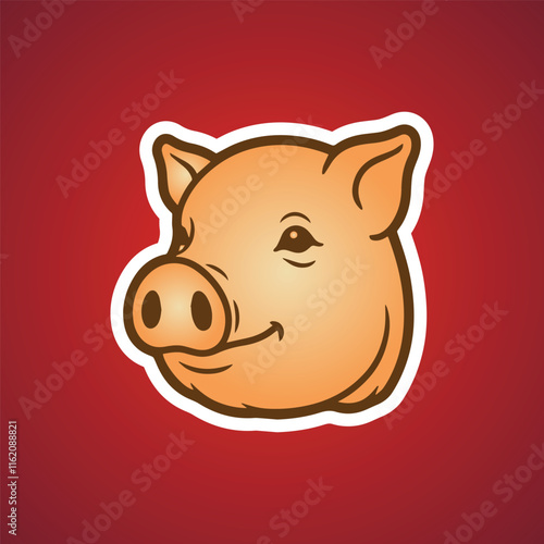 Simple style vector icon cute and flat pig head vector