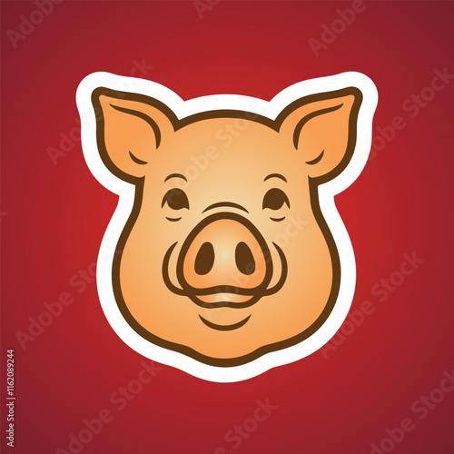 Vectorized simple pig icon Chinese pig head illustration Chinese themed simple pig head icon