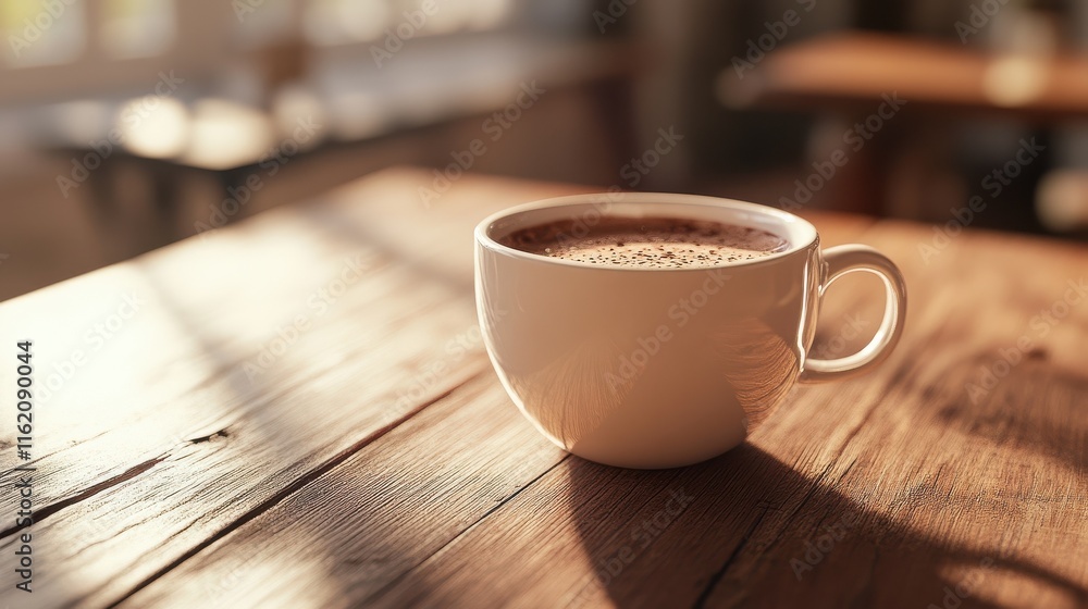 Cup of hot chocolate on a wooden table Cup of hot chocolate on a wooden table