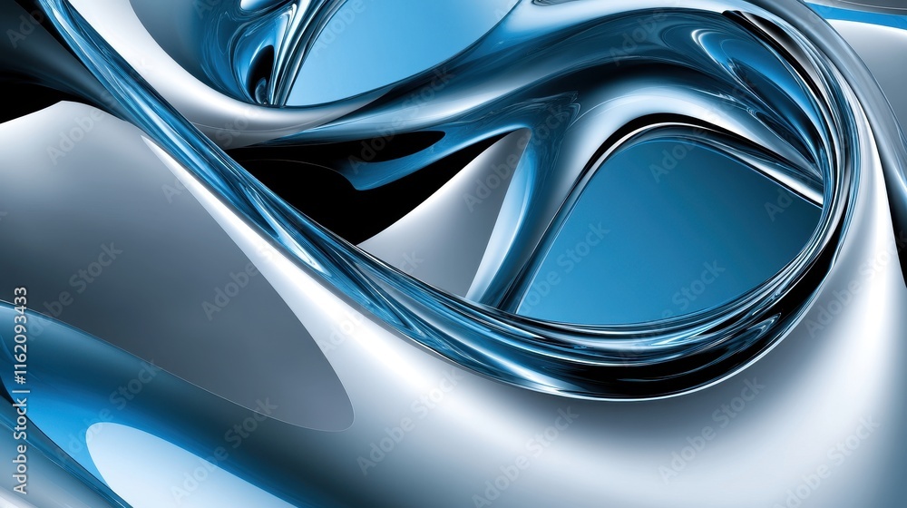 Abstract Blue and Silver Liquid Swirls Design Abstract Blue and Silver Liquid Swirls Design