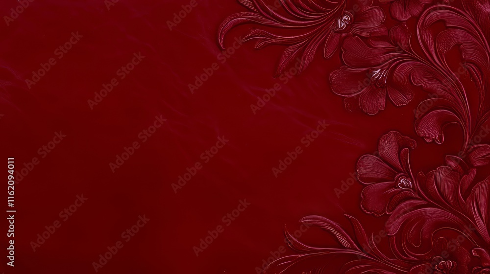 Elegant Red Floral Design Embossed Leather Texture Elegant Red Floral Design Embossed Leather Texture