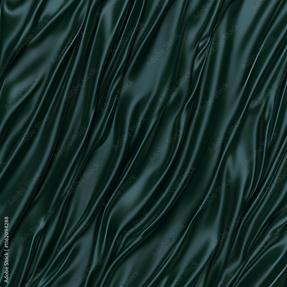 Fototapeta premium Dark Green Silk Drape 3D Render