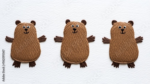 Cute groundhog finger painting activity where kids use brown paint to make groundhog shapes with their fingerprints, adding faces and details after  photo