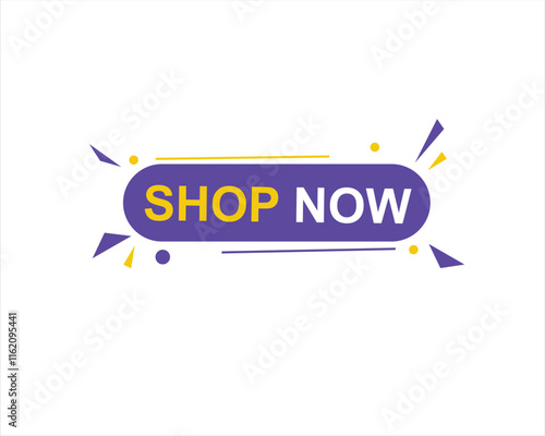 shop now button. Promotion sign on white background

