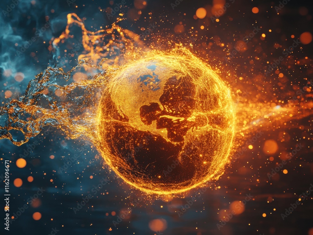 Explosive liquid planet concept earth in water digital art cosmic environment creative perspective Explosive liquid planet concept earth in water digital art cosmic environment creative perspective