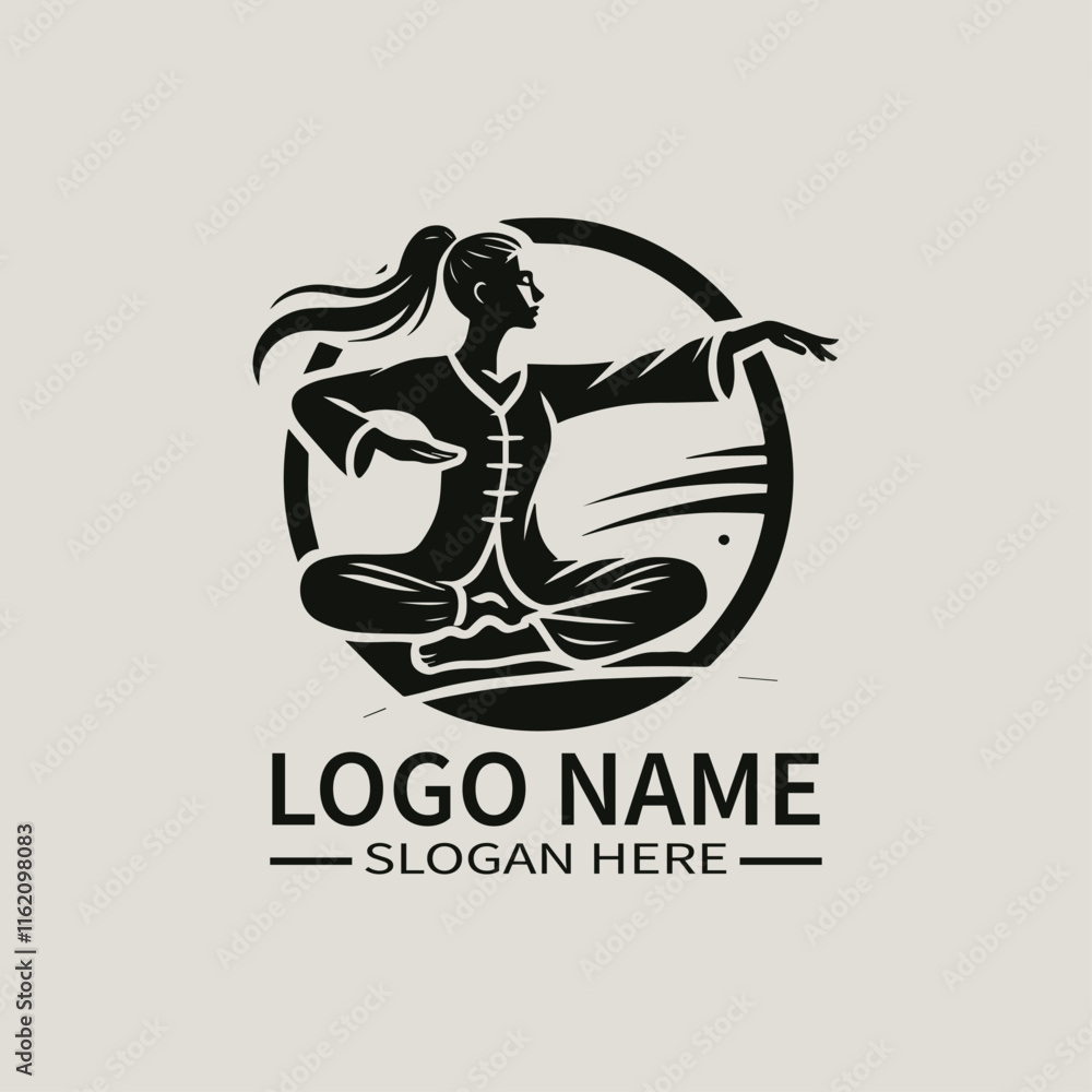Tai Chi Woman Logo Design, Martial Arts Female vector Logo, Yoga and Tai Chi vector Logo, Mind and Body Balance vector Logo, Wellness and Serenity Tai Chi Woman Logo Design, Martial Arts Female vector Logo, Yoga and Tai Chi vector Logo, Mind and Body Balance vector Logo, Wellness and Serenity